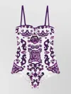 Dolce & Gabbana 'maiolica' Print One-piece Swimsuit In Purple