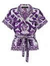 Dolce & Gabbana Majolica Print Silk Twill Shirt Women