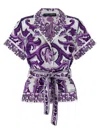 Dolce & Gabbana Majolica Print Silk Twill Shirt Women