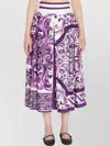 Dolce & Gabbana Purple Maiolica Print Skirt In Poplin In Purple