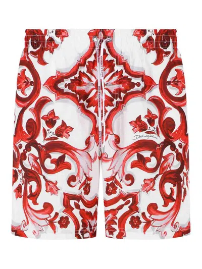 Dolce & Gabbana Maiolica Print Polyester Medium Boxer Shorts In Multi