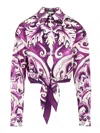 Dolce & Gabbana Maiolica Print Poplin Shirt Shirts Violet In Multi