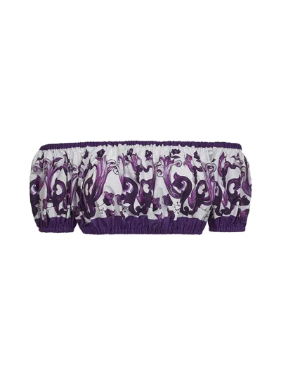 DOLCE & GABBANA MAIOLICA PRINT POPLIN TOP