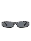 Dolce & Gabbana Maiolica-print Rectangle-frame Sunglasses In Gray