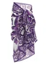 Dolce & Gabbana Sheer Floral Wrap Beach Sarong In Purple