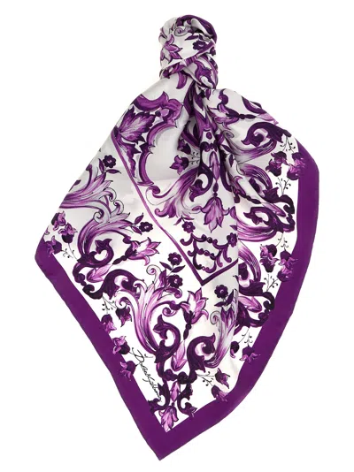 Dolce & Gabbana Maiolica Print Scarf In Purple