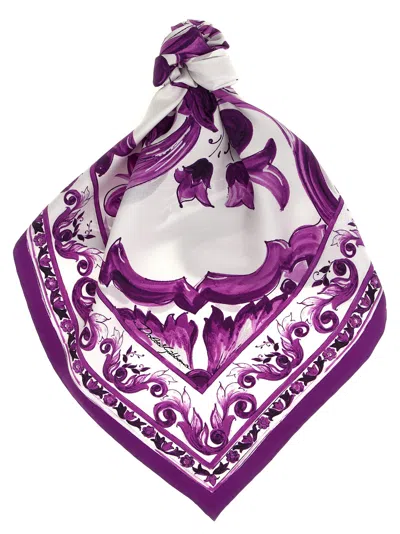 Dolce & Gabbana Maiolica Print Scarf In Purple