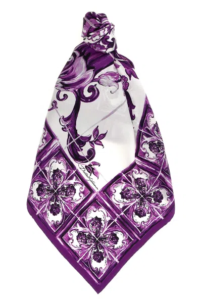 Dolce & Gabbana 'maiolica' Print Scarf In Purple