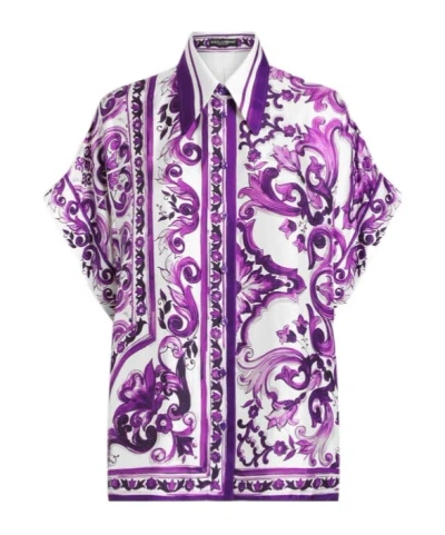 DOLCE & GABBANA DOLCE  GABBANA MAIOLICA PRINTED STRAIGHT HEM SHIRT