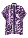 Dolce & Gabbana Silk Shirt With Bold Floral Print In Purple