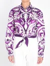 Dolce & Gabbana Maiolica Print Poplin Shirt Shirts Violet In Purple