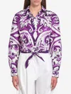 Dolce & Gabbana Maiolica Print Poplin Shirt Shirts Violet In Purple