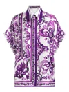 Dolce & Gabbana Silk Shirt With Bold Floral Print In Purple