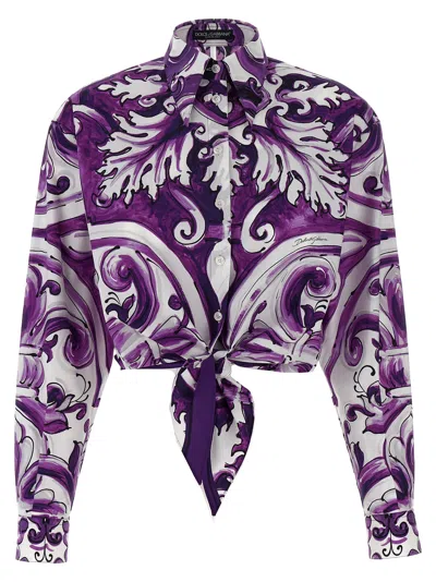 Dolce & Gabbana Women Cotton Shirt With Graphic Print In Purple