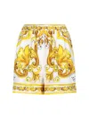 Dolce & Gabbana Majolica Print Silk Pajama Shorts In Yellow