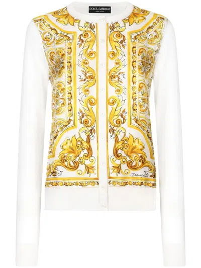 DOLCE & GABBANA DOLCE & GABBANA MAIOLICA PRINT SILK CARDIGAN