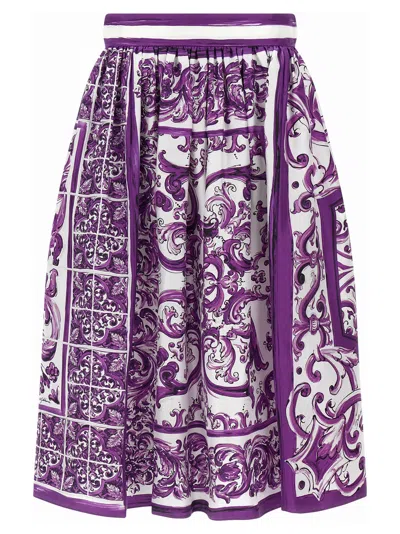 DOLCE & GABBANA MAIOLICA PRINT SILK SKIRT
