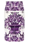 Dolce & Gabbana Maiolica Print Stretch Silk Skirt In Multi