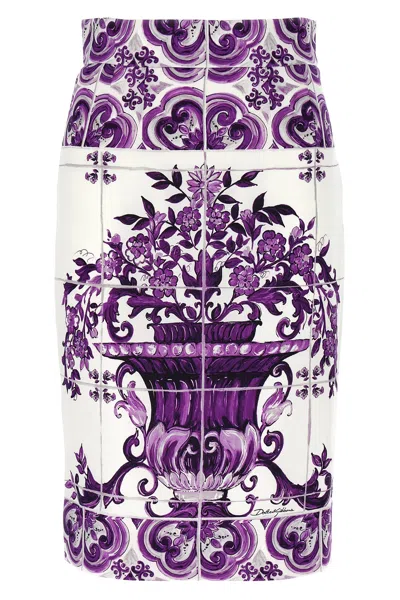 DOLCE & GABBANA 'MAIOLICA' PRINT SILK SKIRT