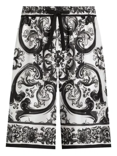 DOLCE & GABBANA MAIOLICA PRINT SILK TWILL TROUSERS