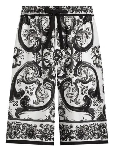 DOLCE & GABBANA DOLCE & GABBANA MAIOLICA PRINT SILK TWILL TROUSERS