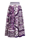 Dolce & Gabbana Women Maiolica Mix Print Poplin Pleated Skirt