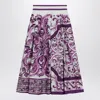 Dolce & Gabbana Purple Maiolica Print Skirt In Poplin In Purple