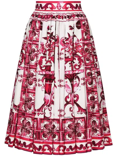 Dolce & Gabbana Graphic-print High-waisted Skirt In Purple