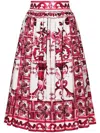 Dolce & Gabbana Pleated A-line Skirt Majolica Print In Purple