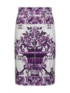 Dolce & Gabbana Maiolica Print Stretch Silk Skirt