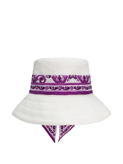 Dolce & Gabbana Sonnenhut Mit Maiolica-print In White