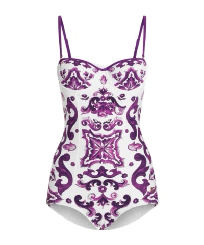 DOLCE & GABBANA MAIOLICA-PRINT SWIMSUIT