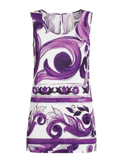 Dolce & Gabbana Maiolica Print Tank Top In Purple