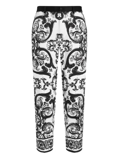 Dolce & Gabbana Majolica-print Trousers In Black