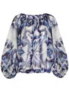 Dolce & Gabbana Majolica-print Off-shoulder Blouse In Blue
