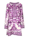 Dolce & Gabbana Maiolica Print Twill Mini Dress In Purple
