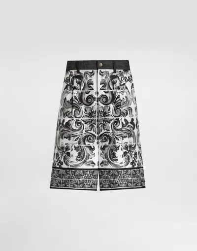 Dolce & Gabbana Maiolica-printed Denim Bermuda Shorts
