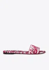 Dolce & Gabbana Majolica-print Flat Slides In Red