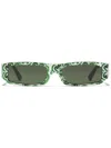 Dolce & Gabbana Maiolica Rectangle-frame Sunglasses In Green