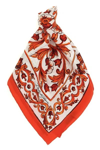 Dolce & Gabbana Orange Maiolica Printed Scarf