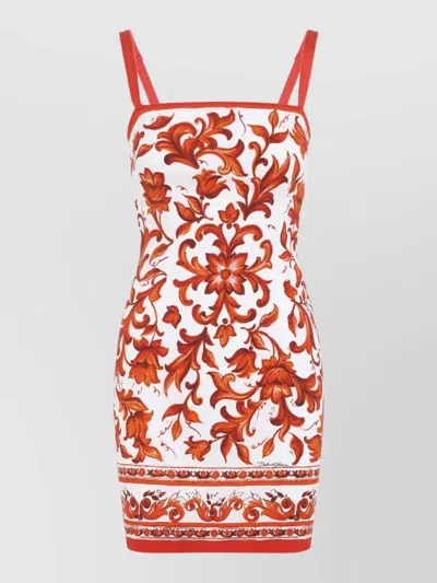 Dolce & Gabbana Maiolica Silk Charmeuse Mini Dress In Red