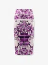 Dolce & Gabbana Maiolica Print Stretch Silk Skirt In Purple