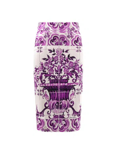 Dolce & Gabbana Maiolica Silk Pencil Skirt In Multi