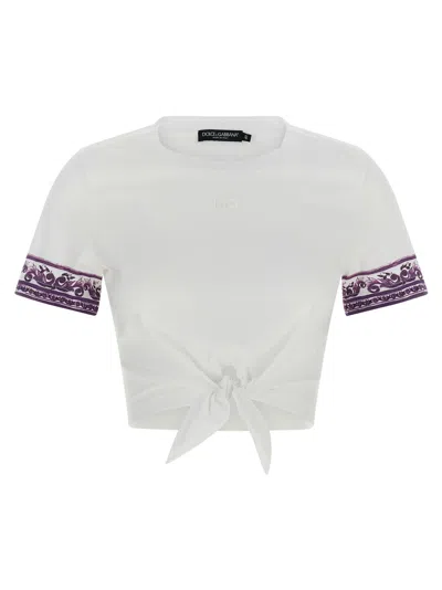 Dolce & Gabbana Maiolica Sleeve T-shirt In White