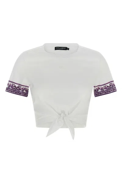 Dolce & Gabbana 'maiolica' Sleeve T-shirt In Purple