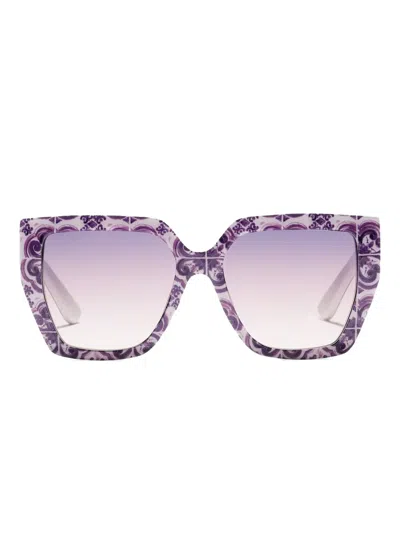 Dolce & Gabbana Maiolica Square-frame Sunglasses In Purple