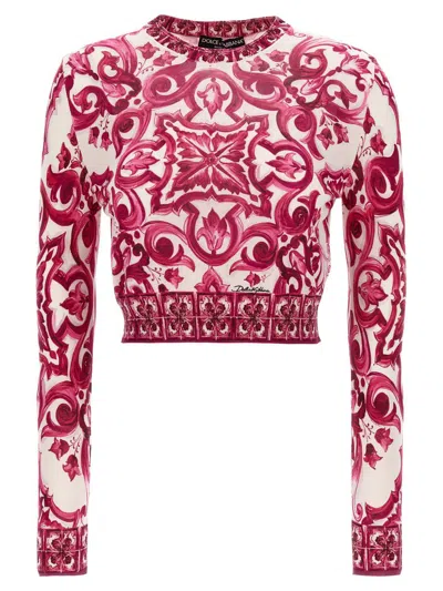 Dolce & Gabbana Maiolica Sweater In Fuchsia