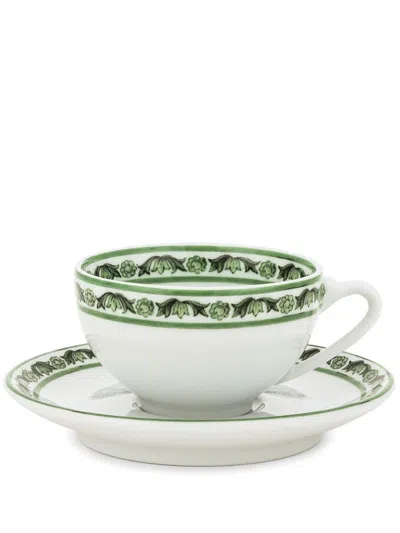Dolce & Gabbana Maiolica-trim Expresso Cups (set Of Two) In White