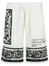 Dolce & Gabbana Majolica-print Knee Length Bermuda Shorts With Side And Back Pockets In White