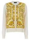 Dolce & Gabbana Silk Cardigan With Majolica Panel In Yellow